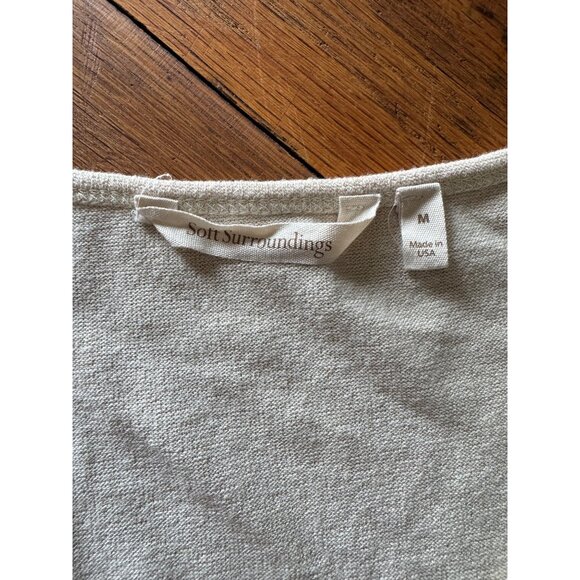 Soft Surroundings Top M Beige Asymmetrical Hem Tunic Sweater Strechy - Picture 4 of 9